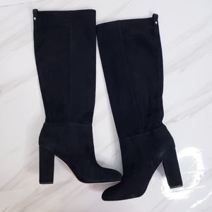 Sam Edelman Boots Caprice Suede Black Knee Height